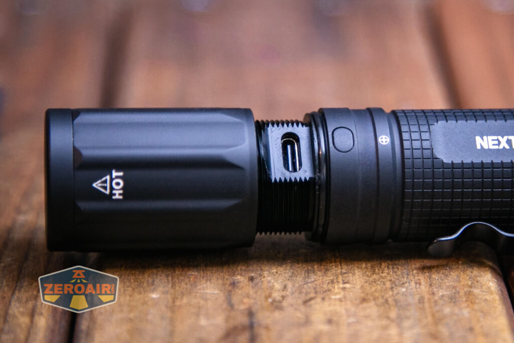 Nextorch E52C 21700 Rechargeable High Performance Flashlight charging port