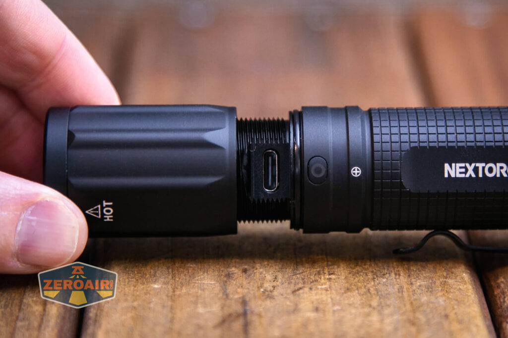 Nextorch E52C 21700 Rechargeable High Performance Flashlight charging port