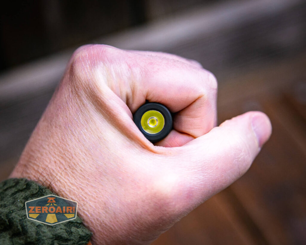 Nextorch K40 keychain flashlight in hand