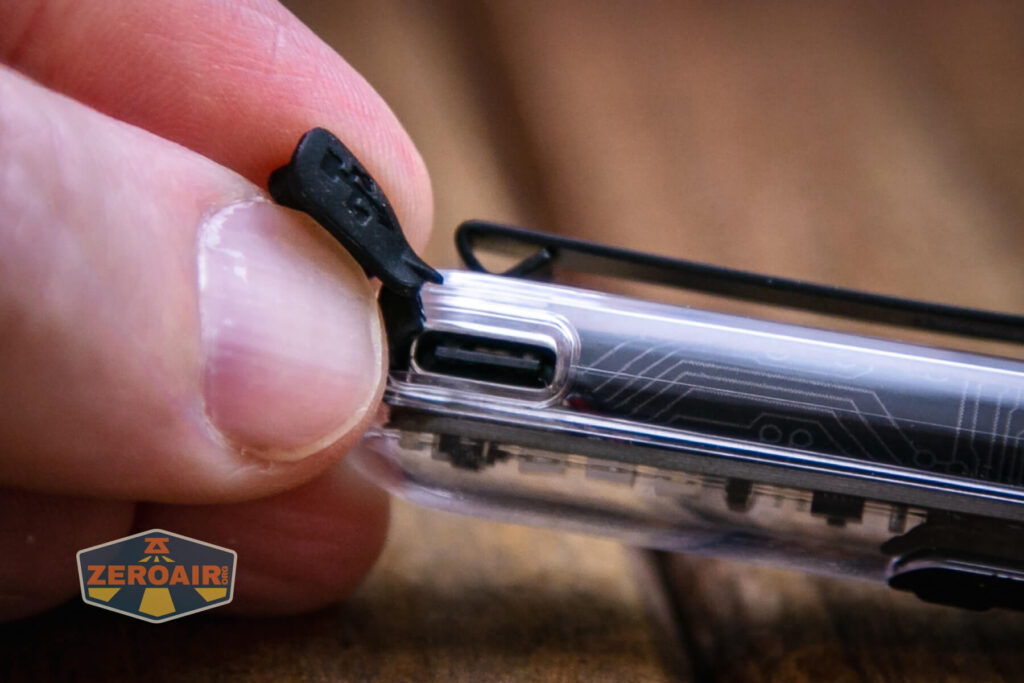 Nextorch K40 keychain flashlight charging port detail