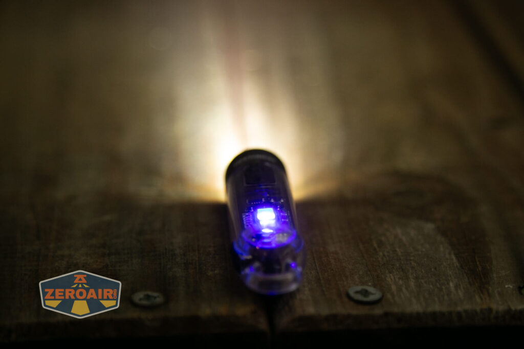 Nextorch K40 keychain flashlight side emitters on