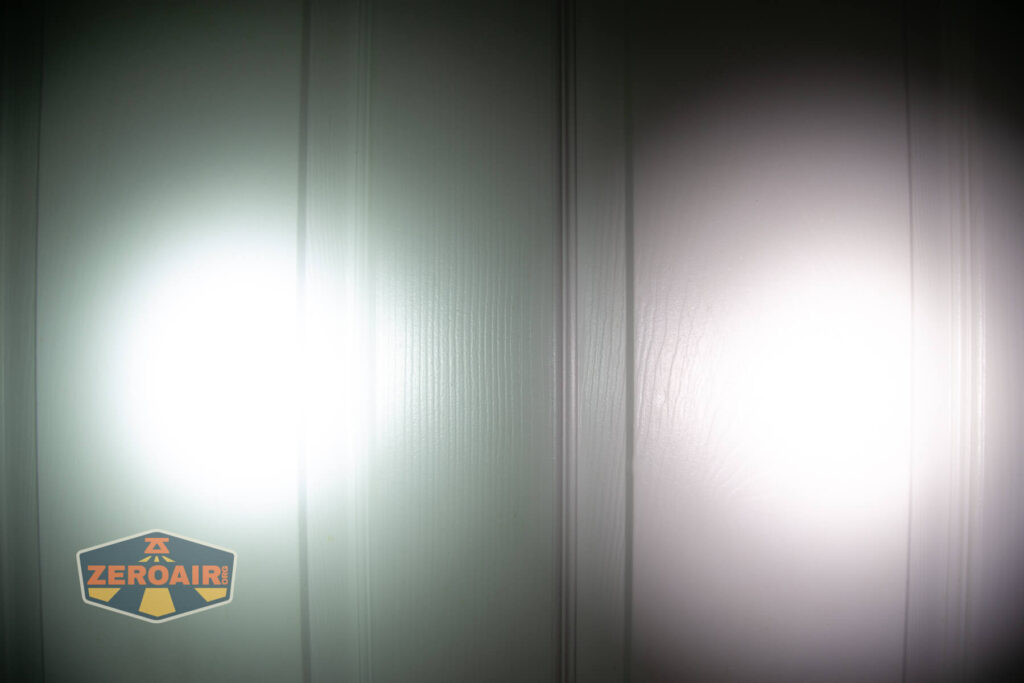 beamshots on door compared to nichia 219b