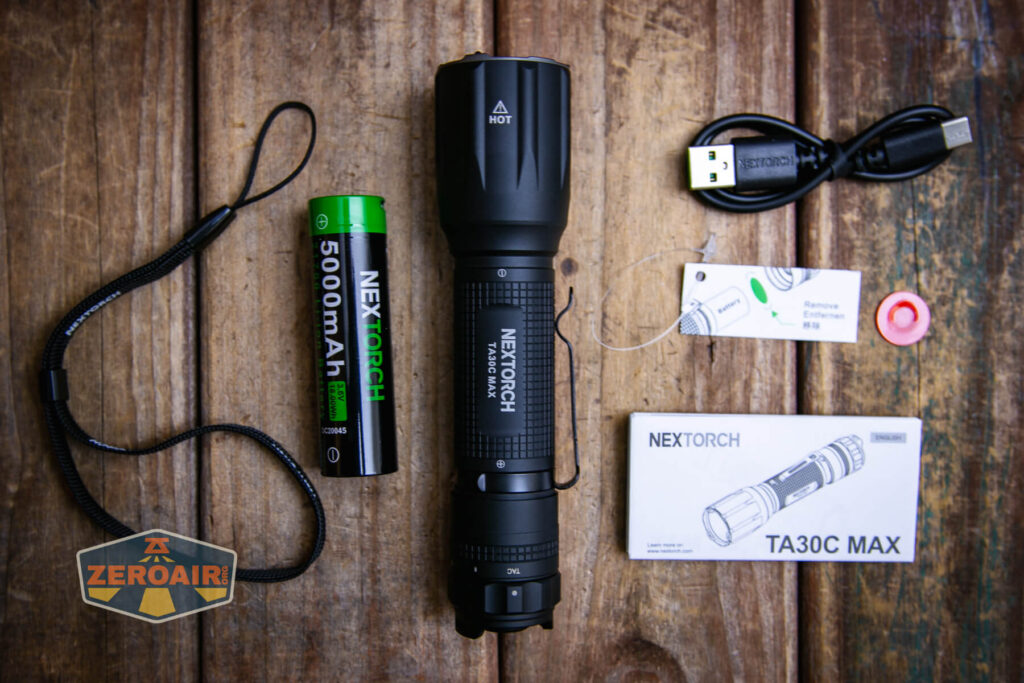 Nextorch TA30C Max One-step Strobe Tactical flashlight what's included