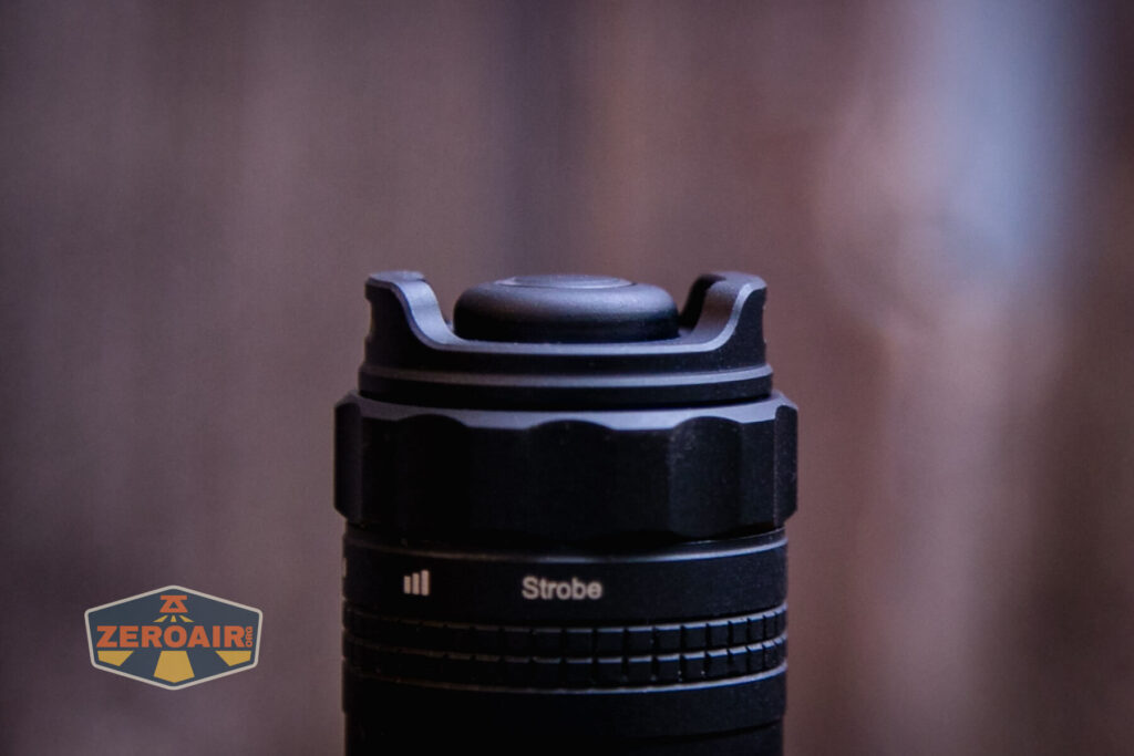 Nextorch TA30C Max One-step Strobe Tactical flashlight tail switch profile