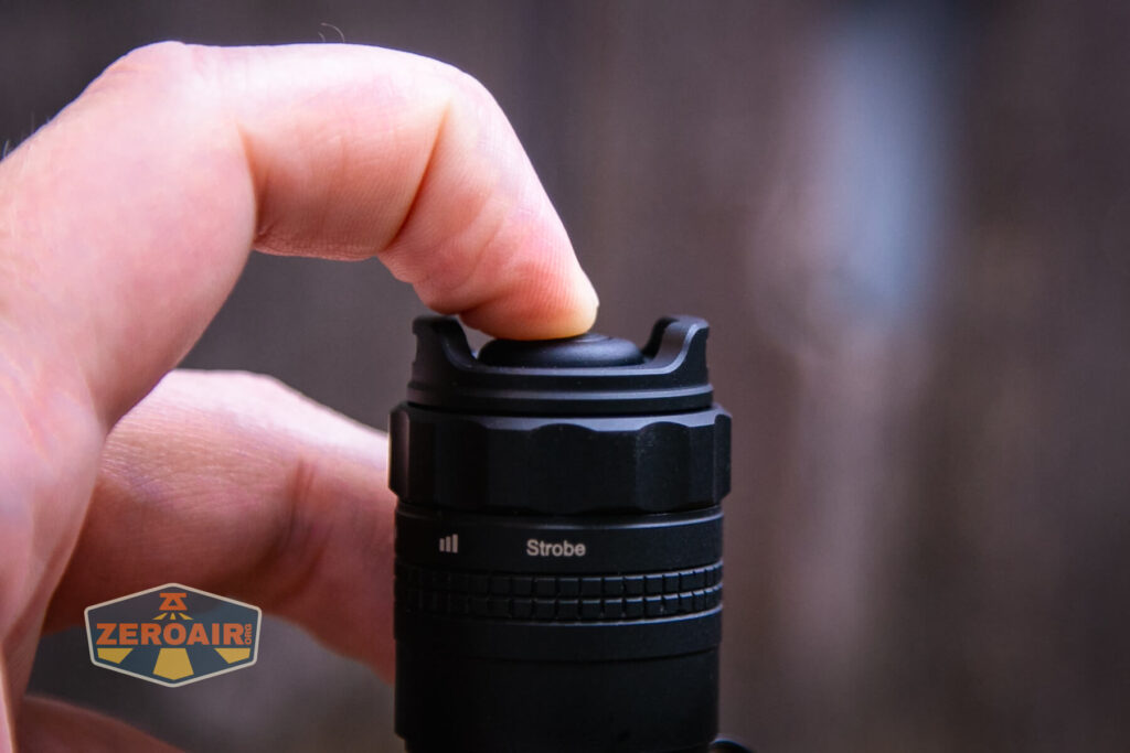 Nextorch TA30C Max One-step Strobe Tactical flashlight tail switch actuation