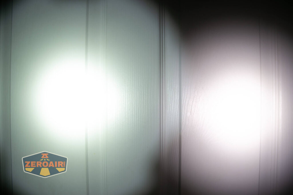 beamshots on door compared to nichia 219b