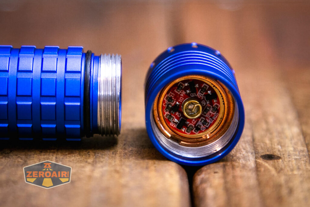 ReyLight Dawn Aluminum 18650 Flashlight head spring and threads