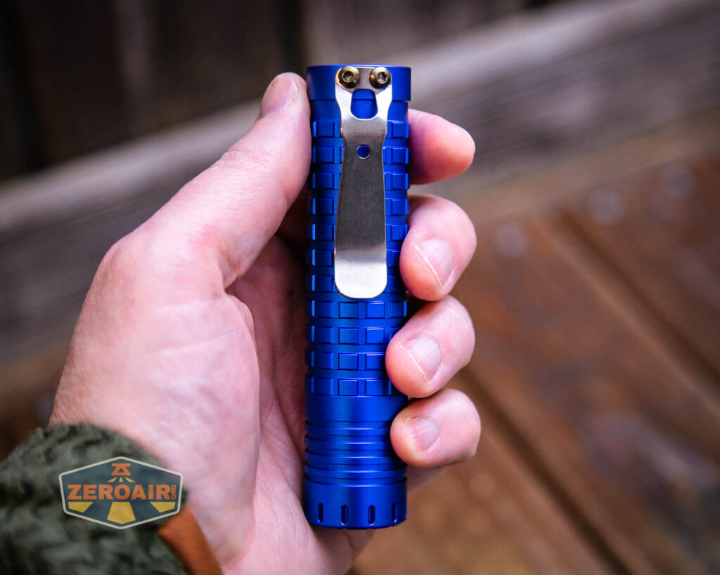 ReyLight Dawn Aluminum 18650 Flashlight in hand