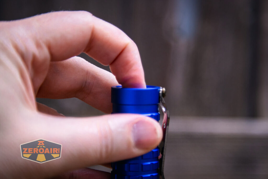 ReyLight Dawn Aluminum 18650 Flashlight tail switch actuation