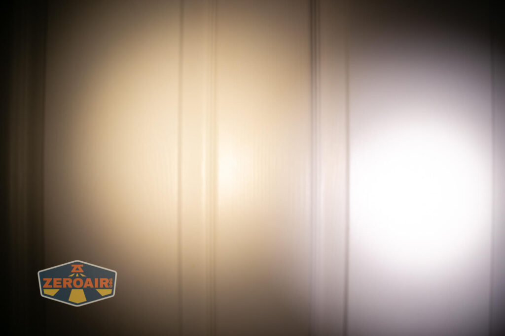 beamshots on door compared to nichia 219b