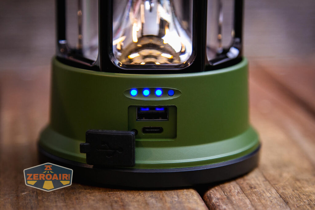 Superfire T35 rechargeable camping lantern charge port