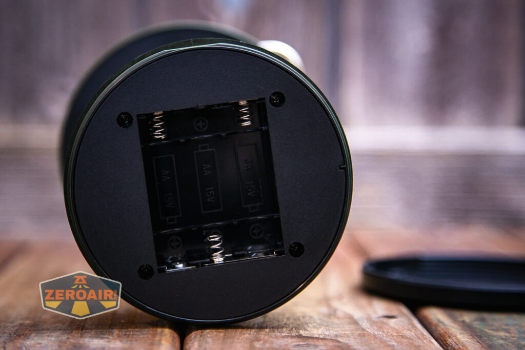 Superfire T35 rechargeable camping lantern aa cell holder open