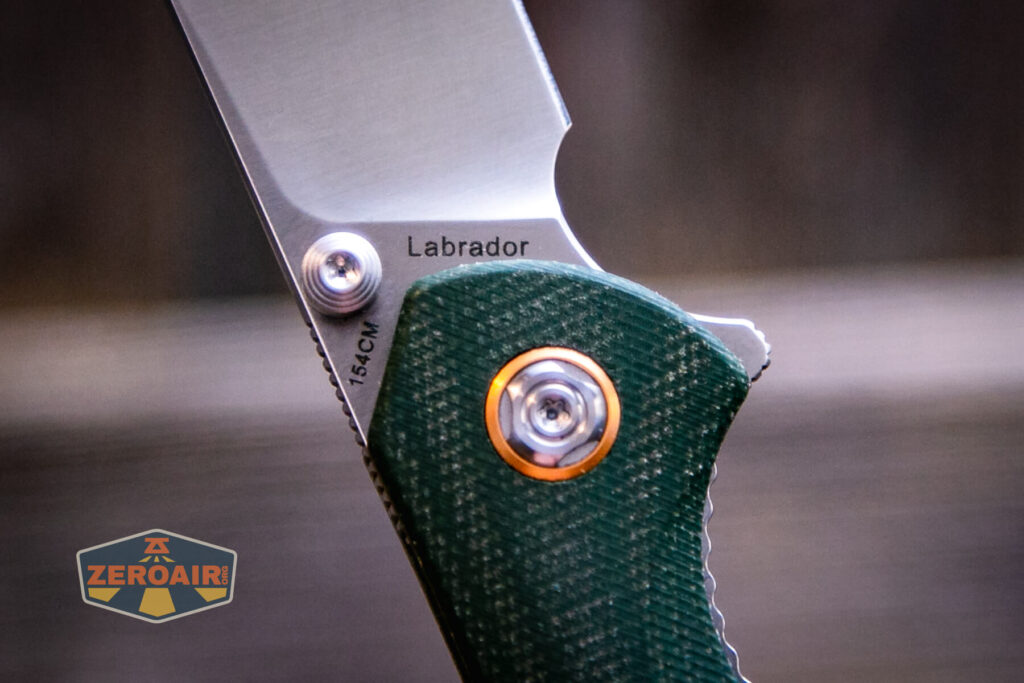 Vosteed Labrador knife branding on blade