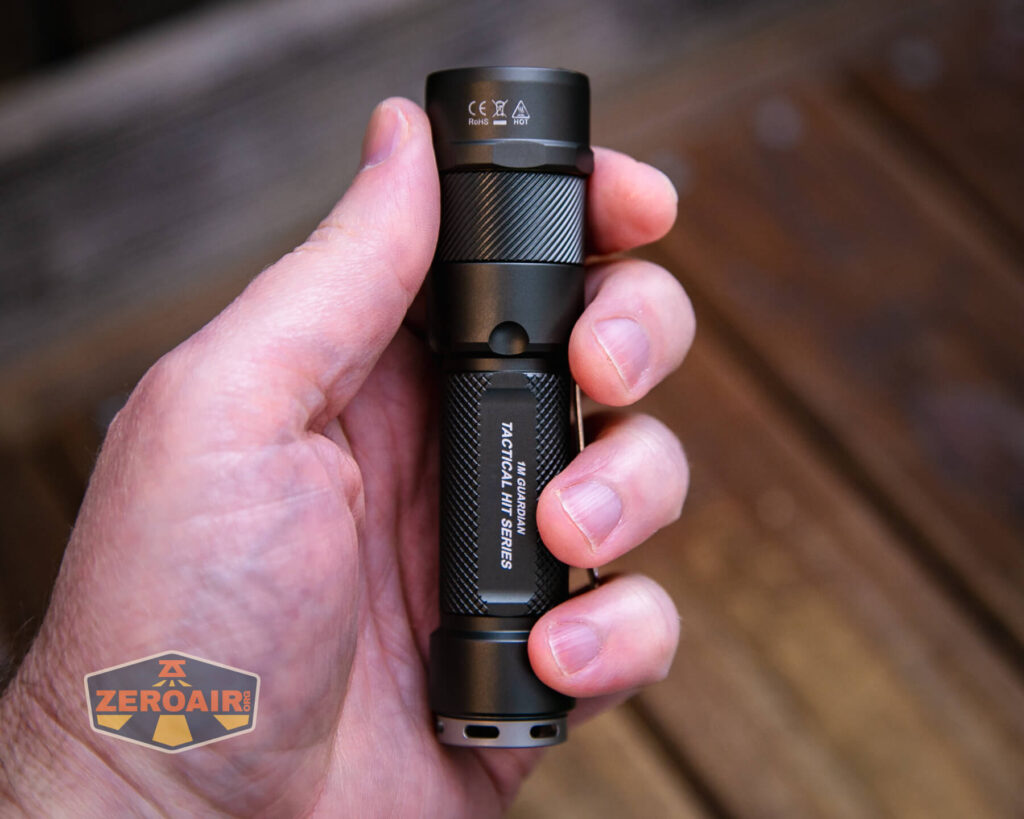 JETBeam Jet 1M Guardian flashlight 18650 size in hand