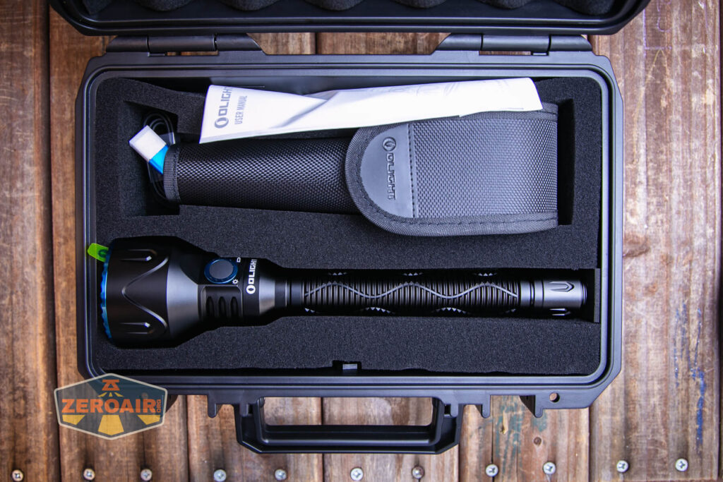 Olight Javelot Pro 2 flashlight plastic case opened