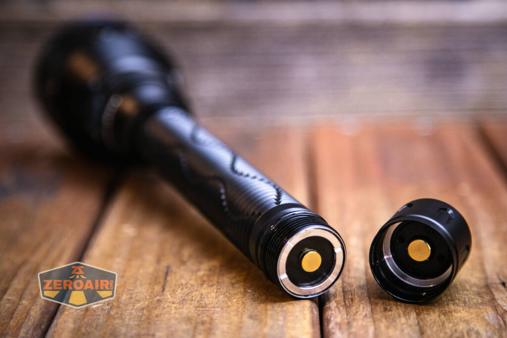 Olight Javelot Pro 2 flashlight tail contacts and threads