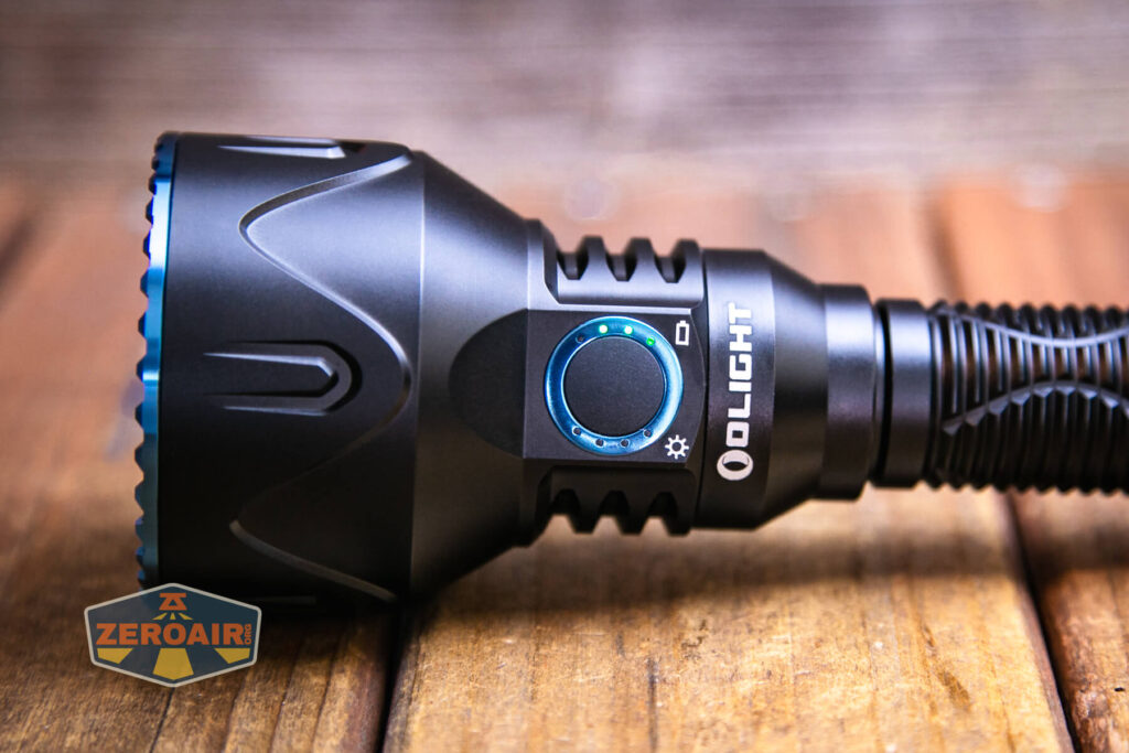 Olight Javelot Pro 2 flashlight indicators around switch