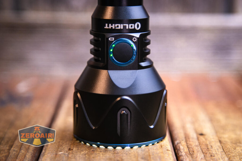 Olight Javelot Pro 2 flashlight headstanding while on