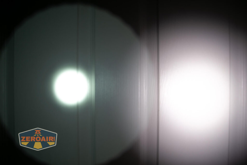 beamshots on door compared to nichia 219b