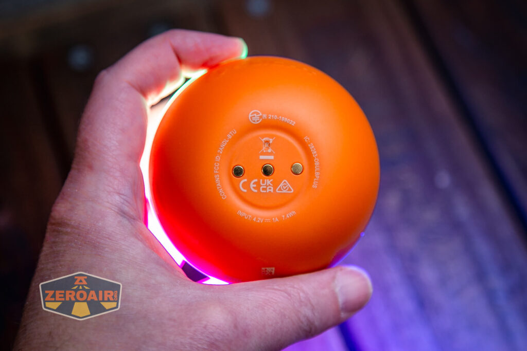 Olight Obulb Pro S lantern in hand and on backside