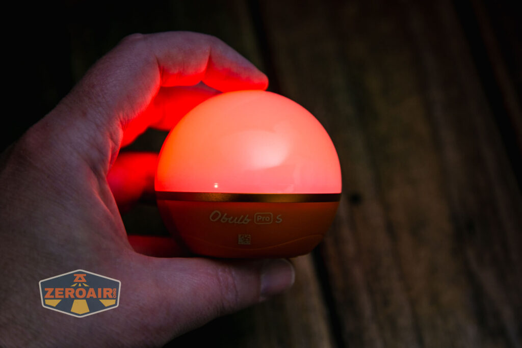 Olight Obulb Pro S lantern on in hand