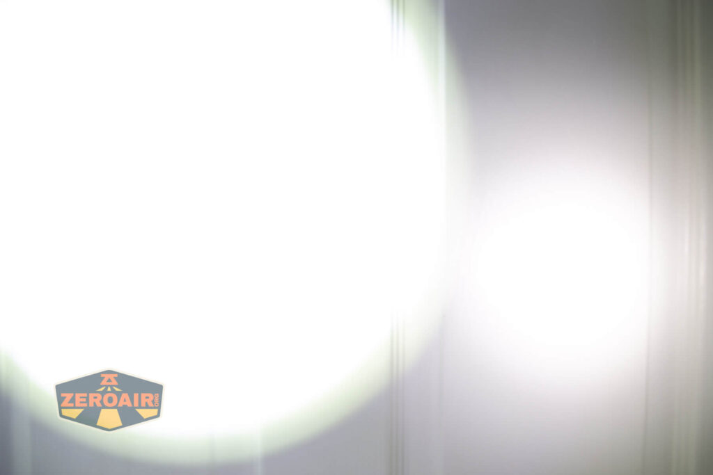 beamshots on door compared to nichia 219b