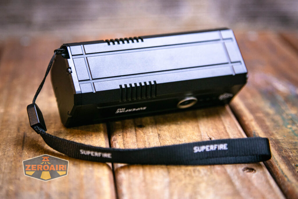 Superfire M12 Rechargeable flashlight lanyard attached