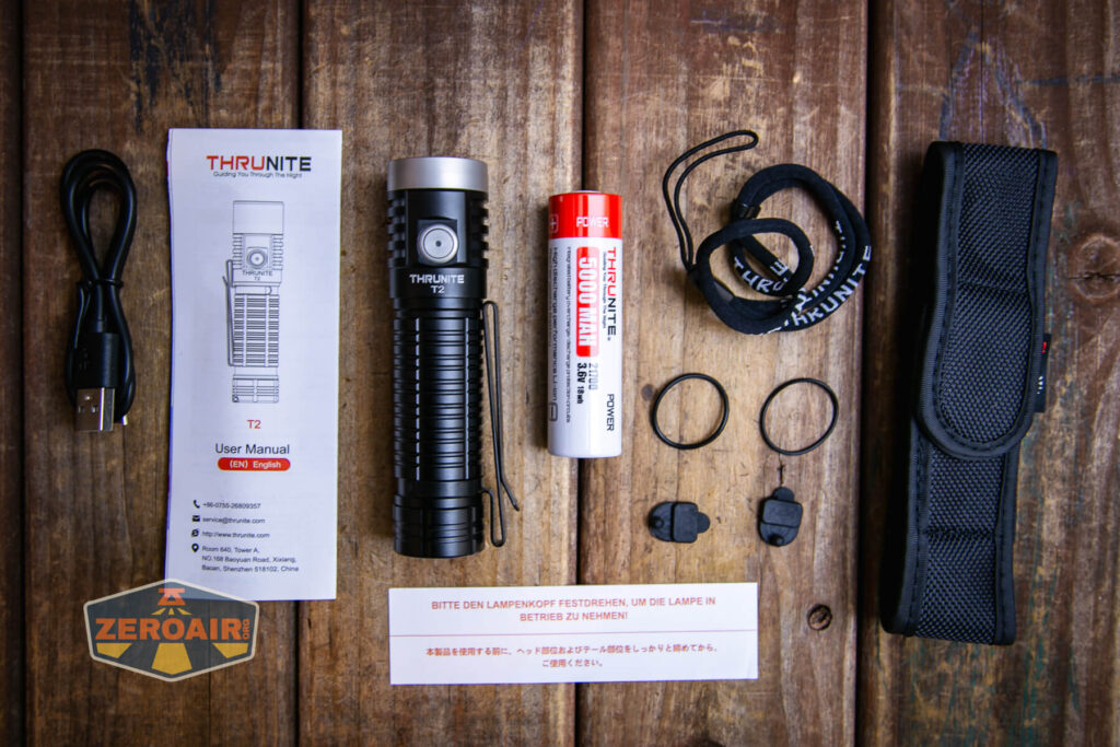 Thrunite T2 rechargeable flashlight what's included