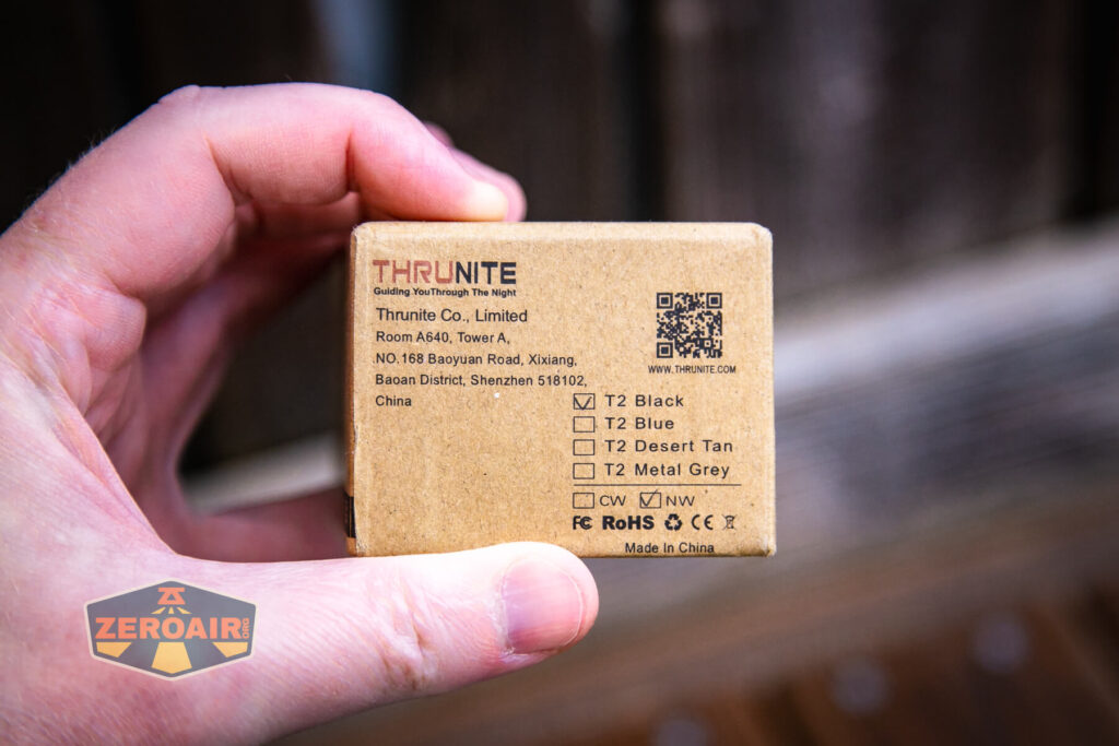 Thrunite T2 rechargeable flashlight box