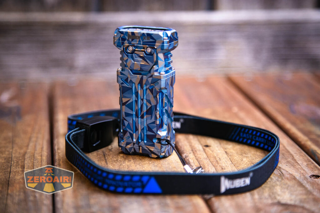 Wuben X-2 Owl Titanium flashlight soft lanyard with ruler