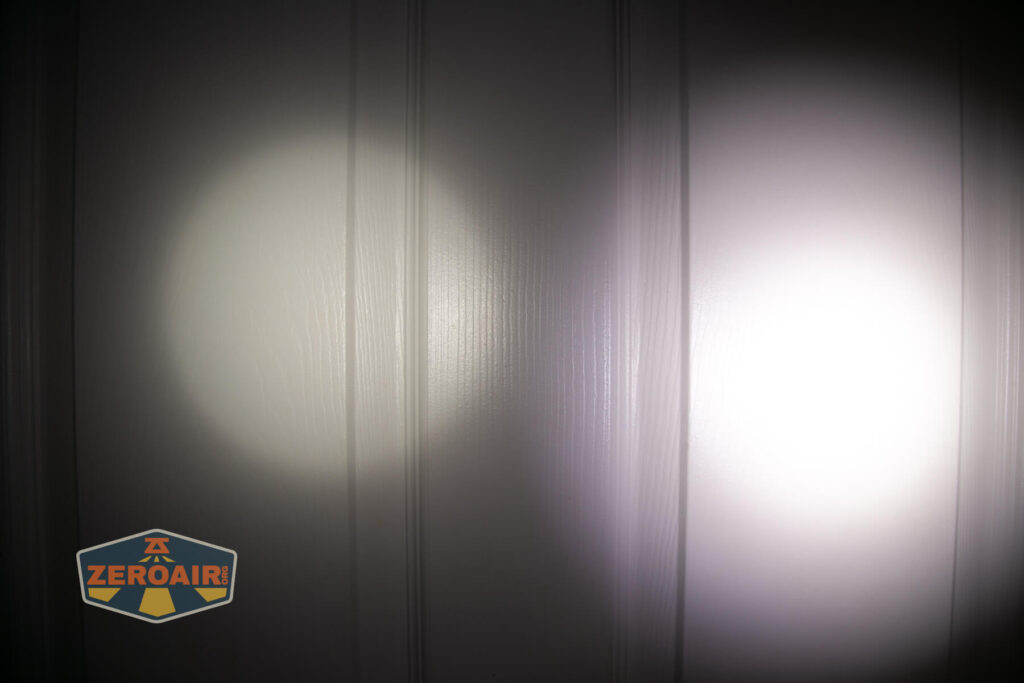 beamshots on door compared to nichia 219b