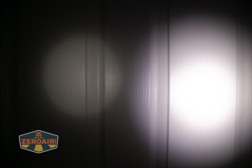 beamshots on door compared to nichia 219b
