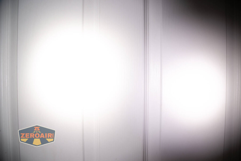 beamshots on door compared to nichia 219b