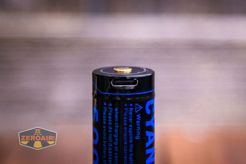 Cyansky HS7R multifunctional headlamp usb-c charging port on cell