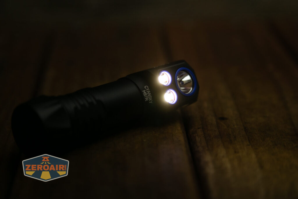 Cyansky HS7R multifunctional headlamp flood emitters on