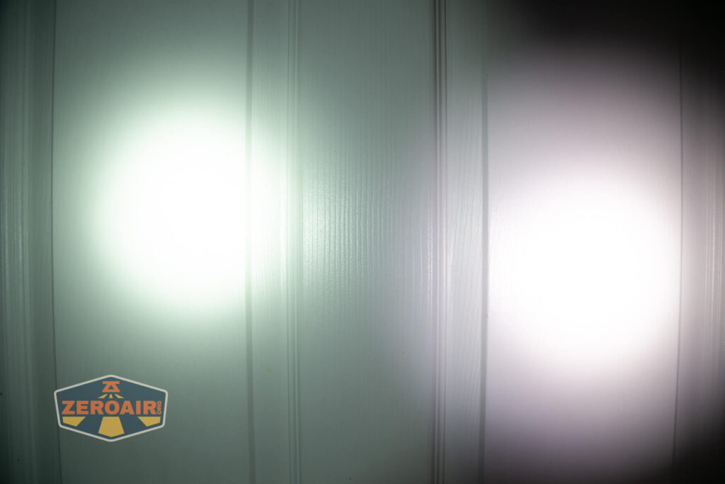 beamshots on door compared to nichia 219b