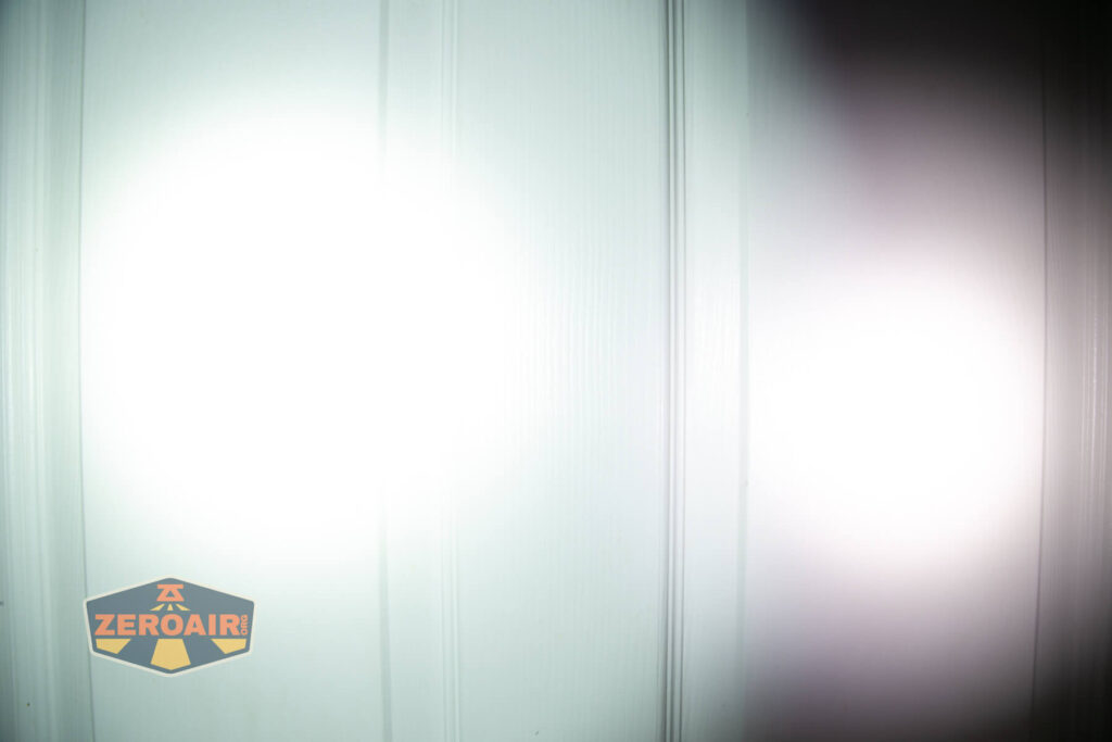 beamshots on door compared to nichia 219b