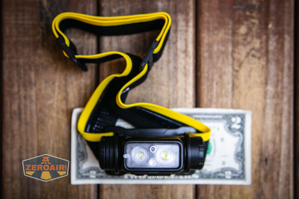 Nitecore NU50 headlamp on two dollar bill