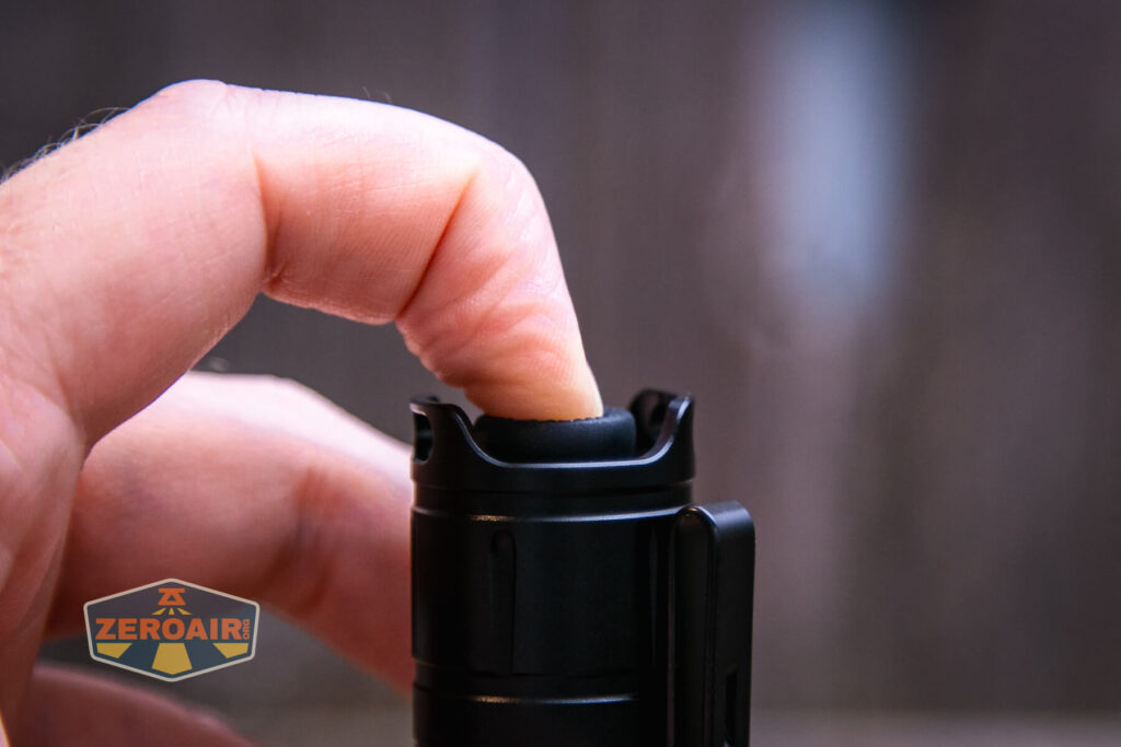 Soonfire MX75 flashlight tail mechanical switch actuation