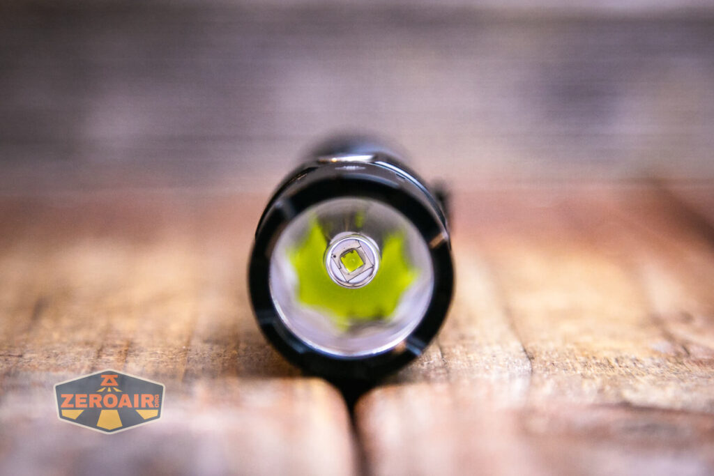 Soonfire MX75 flashlight emitter detail