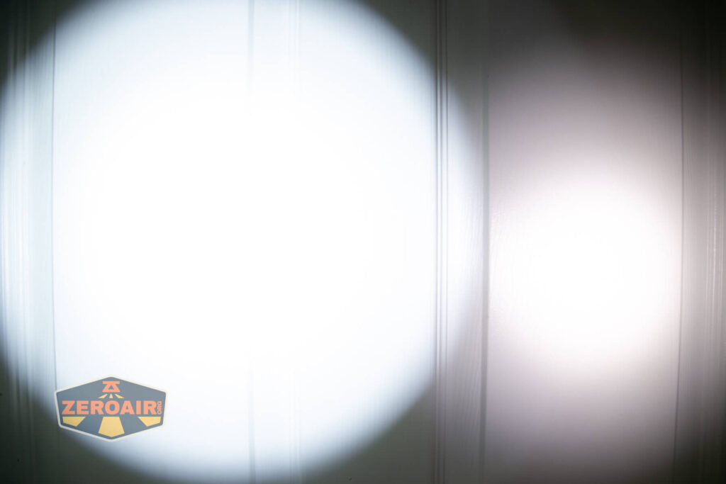 beamshots on door compared to nichia 219b