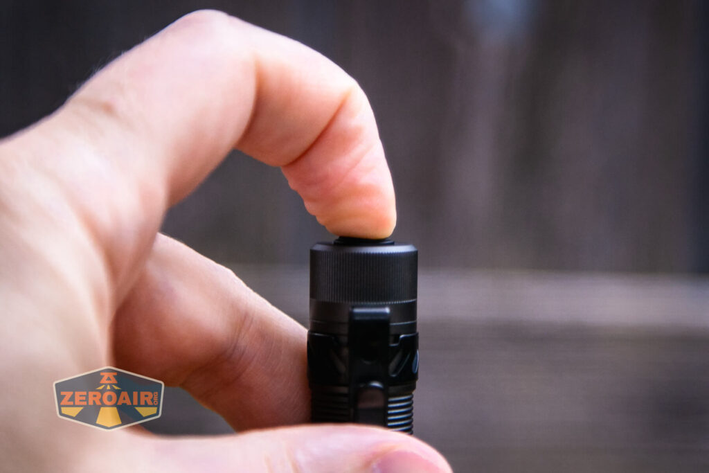 Acebeam Pokelit AA Gray flashlight tail switch actuation