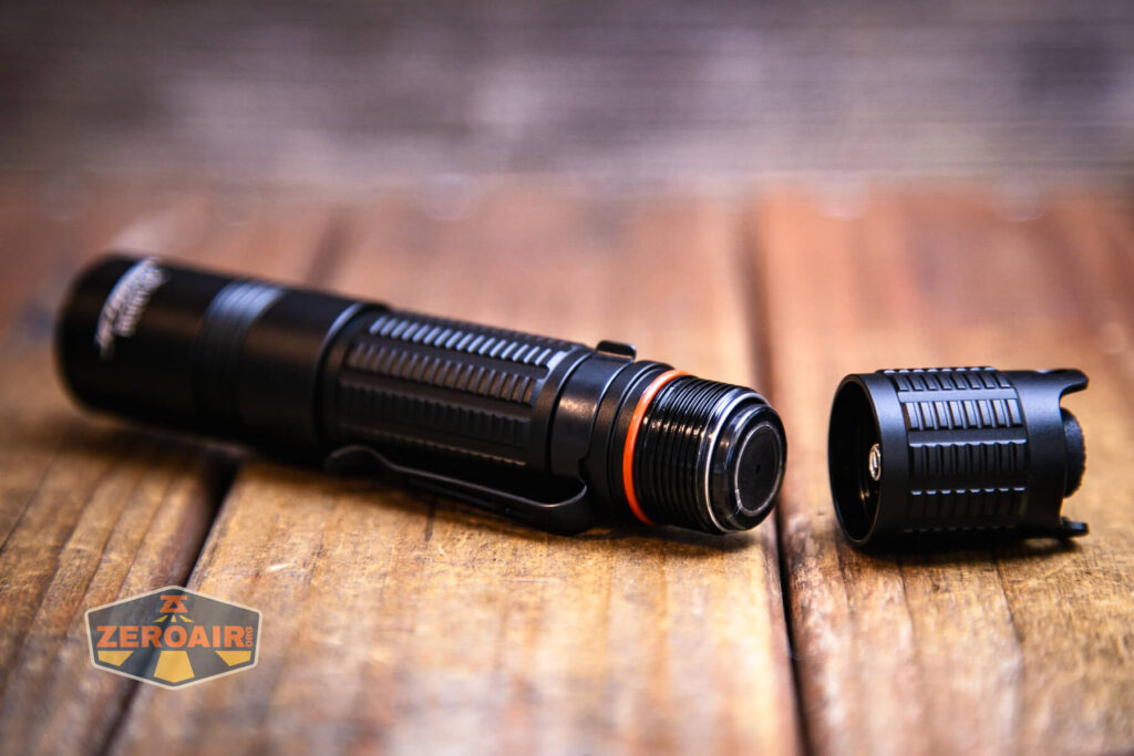 JETBeam BC20 TAC tactical flashlight with 18650 installed