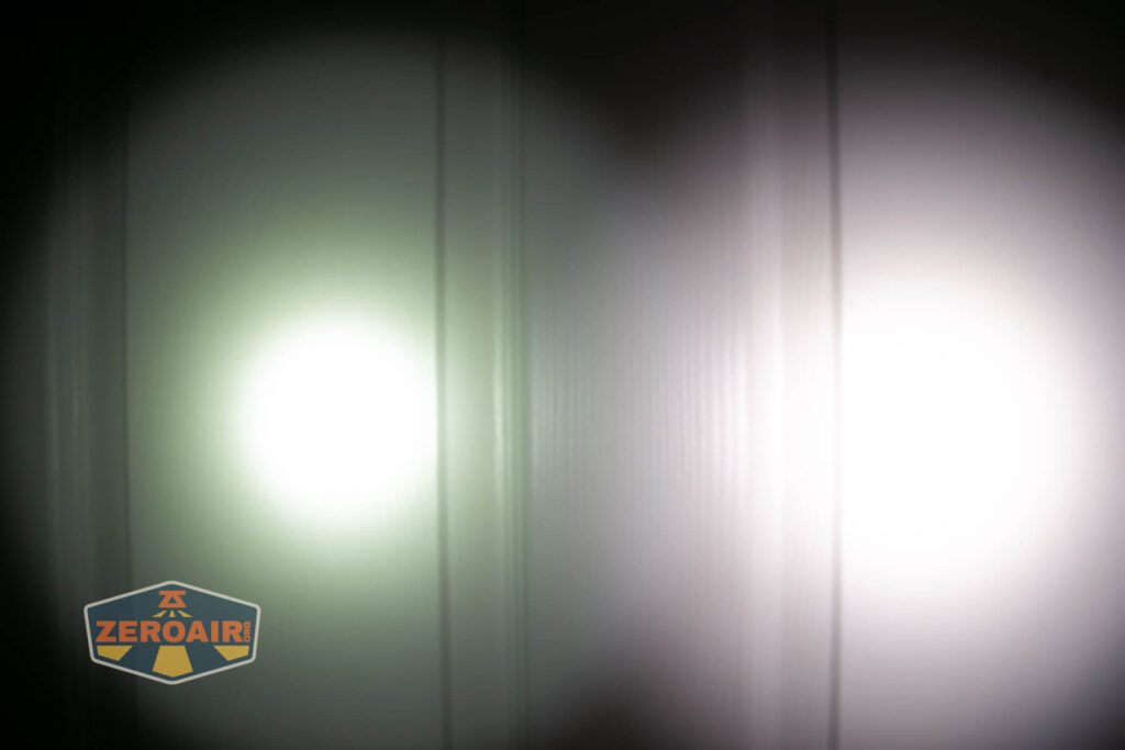 beamshots on door compared to nichia 219b