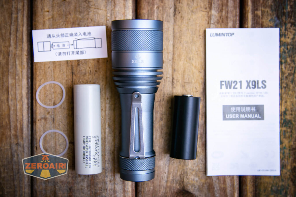 Lumintop FW21 X9LS flashlight what's included