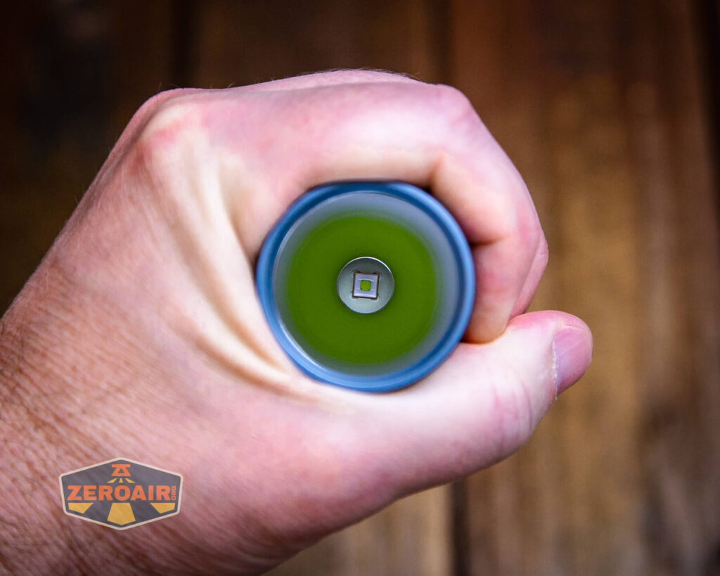 Lumintop FW21 X9LS flashlight in hand