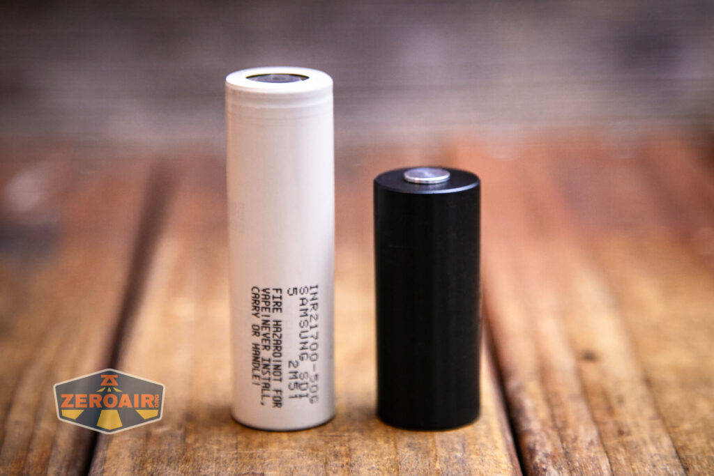 Lumintop FW21 X9LS flashlight with battery adapter to 18650