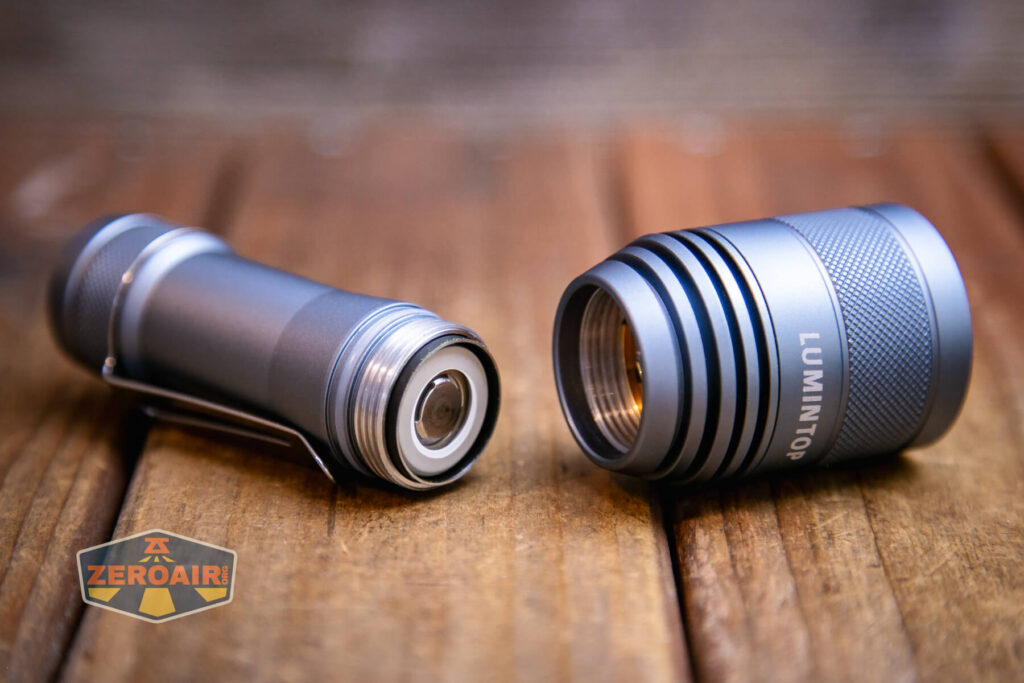 Lumintop FW21 X9LS flashlight with 21700 installed