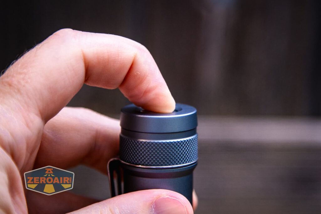 Lumintop FW21 X9LS flashlight tail e-switch actuation