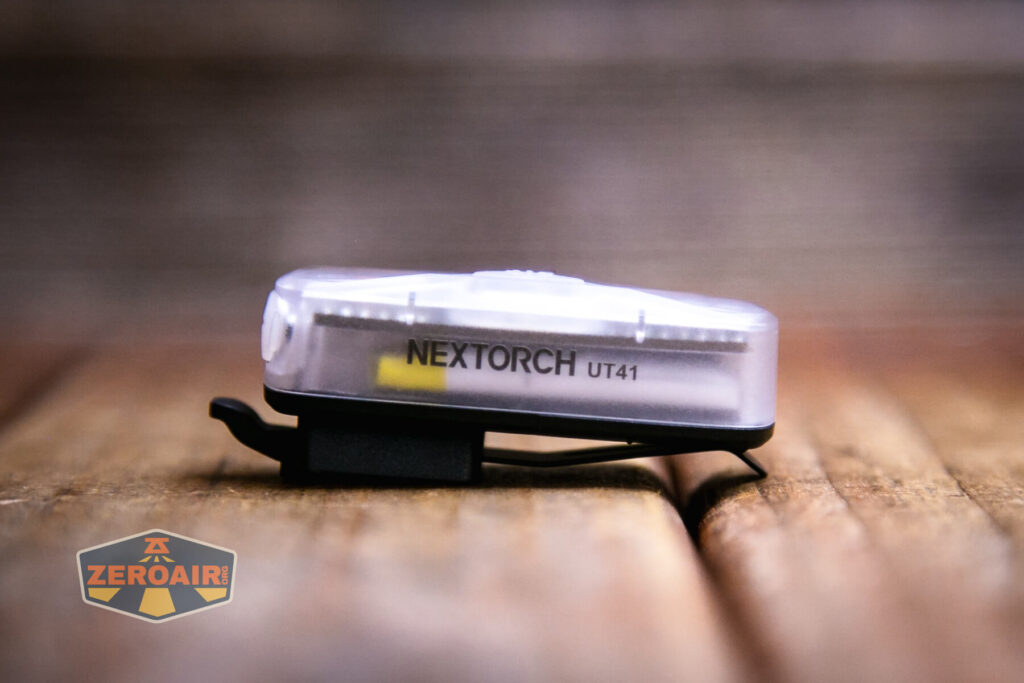 Nextorch UT41 signal flashlight label view with battery pouch inside